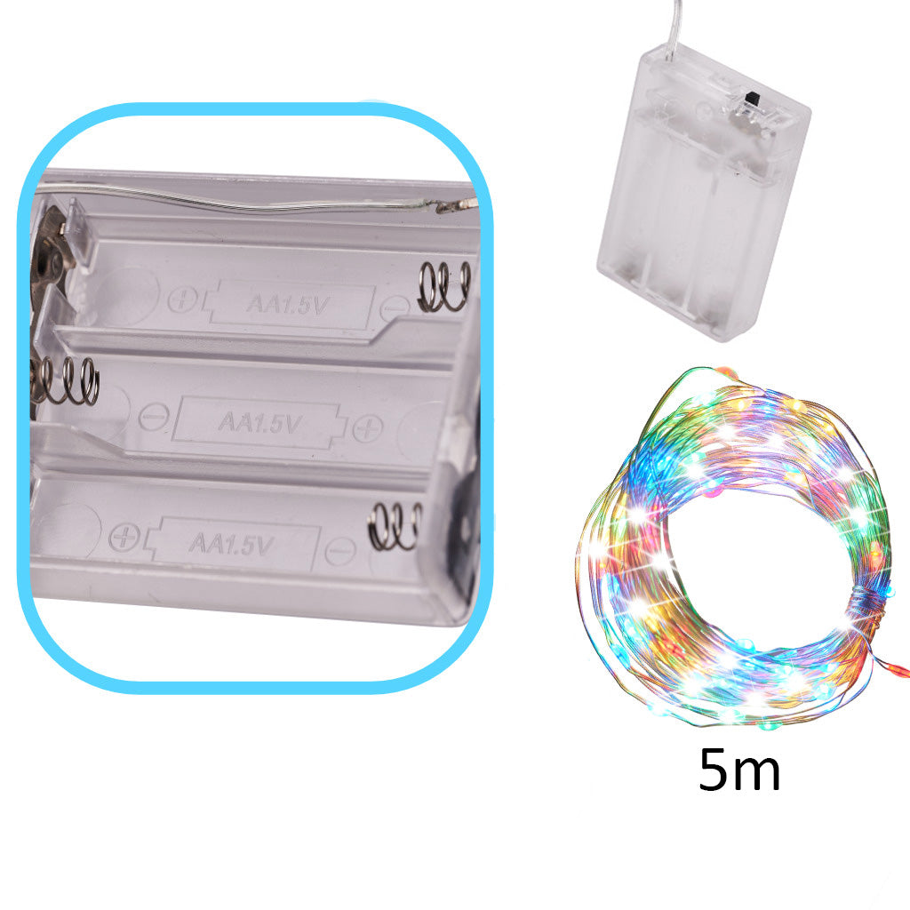 LED girlianda 5m 50LED, daugiaspalvis – vaizdas 4