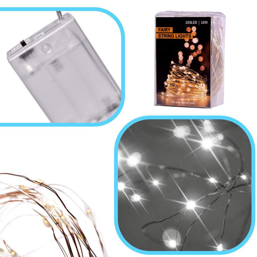 LED dekoratyvinis apšvietimas 5m 50LED šaltai balta – vaizdas 4