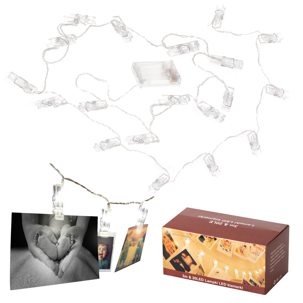 LED lemputės-segikliai nuotraukoms, 15m, 10 LED, šilta balta – pagrindinis vaizdas