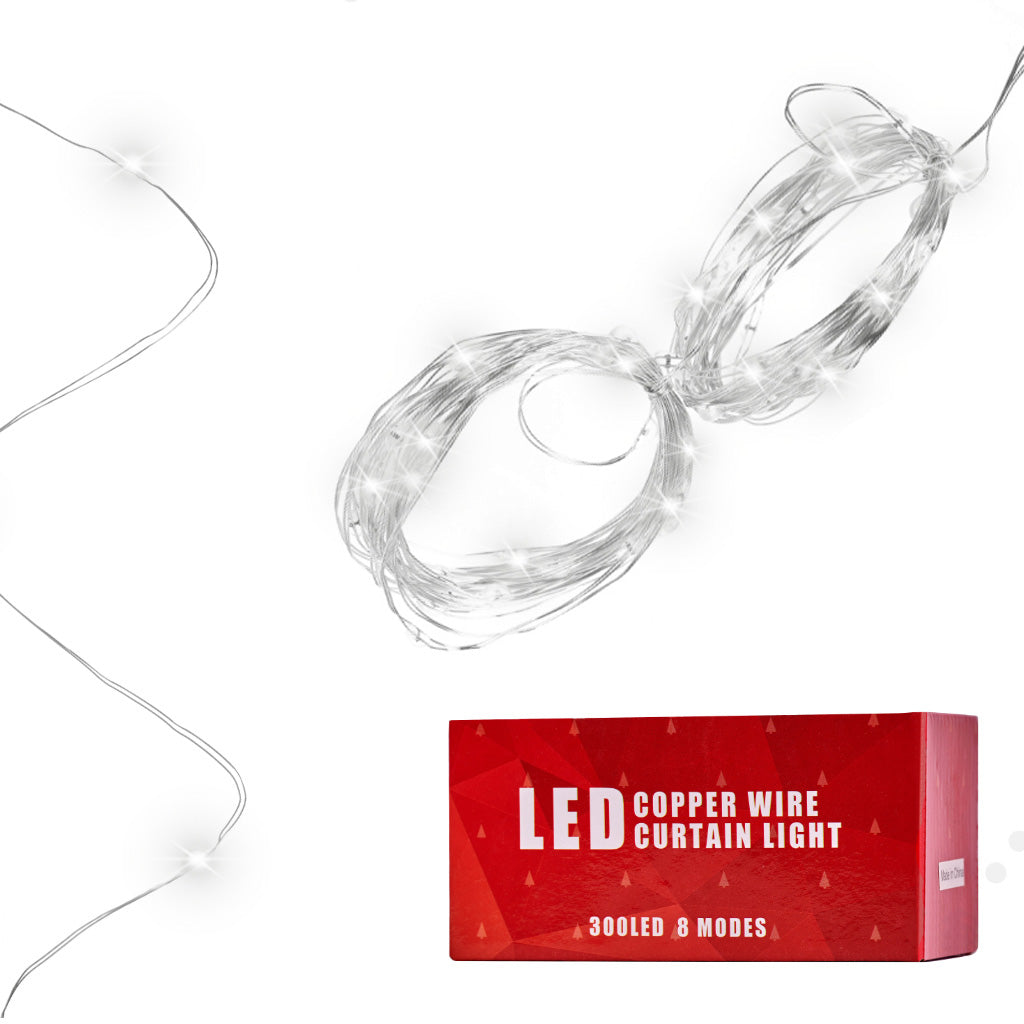 LED girlianda 3x3 m 300LED, šaltai balta – vaizdas 4