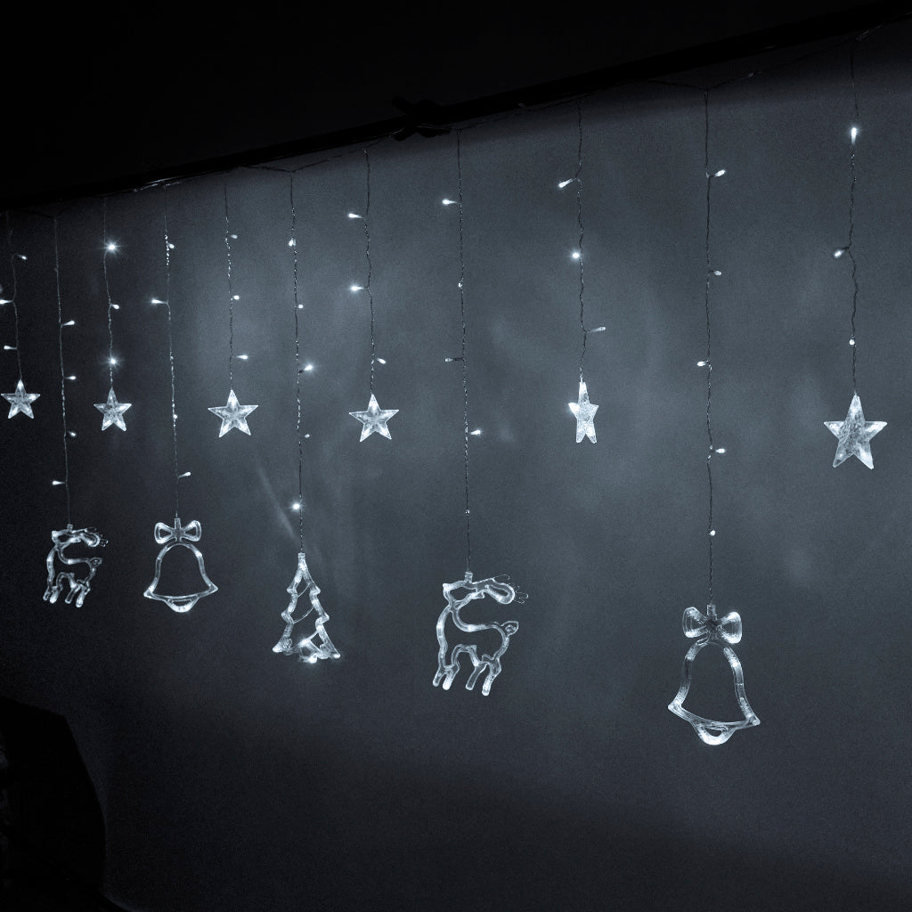 LED elnių užuolaidų žibintai 2,5 m 138LED šaltai balta – vaizdas 2