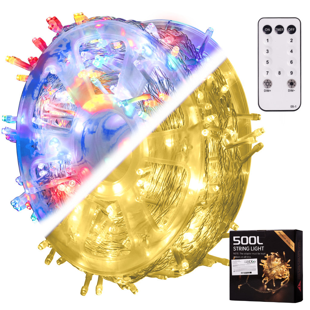 LED girlianda ant ritės, 50m, 500 LED su pulteliu – pagrindinis vaizdas