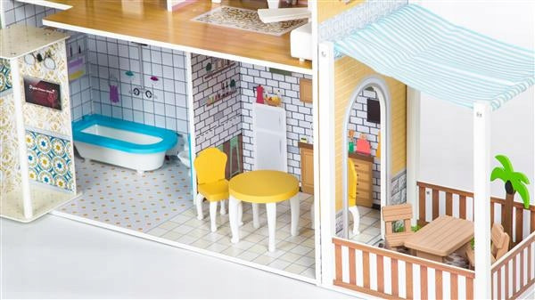 Didelis medinis namelis su liftu ir terasa, 120 cm + LED apšvietimas