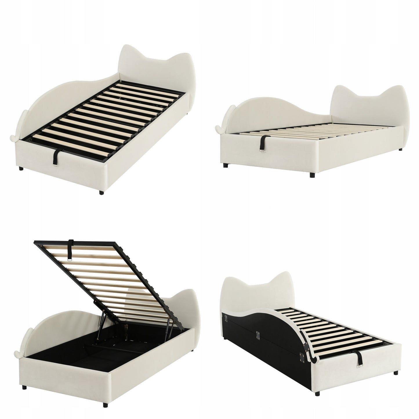 Vaikų lova kačiuko formos 90x200 cm su hidrauliniu skydu – vaizdas 5