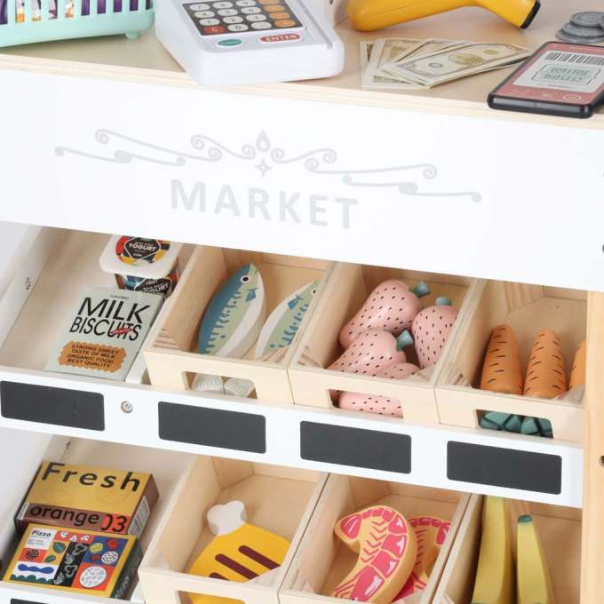 Medinis prekybos paviljonas su kasos aparatu vaikams