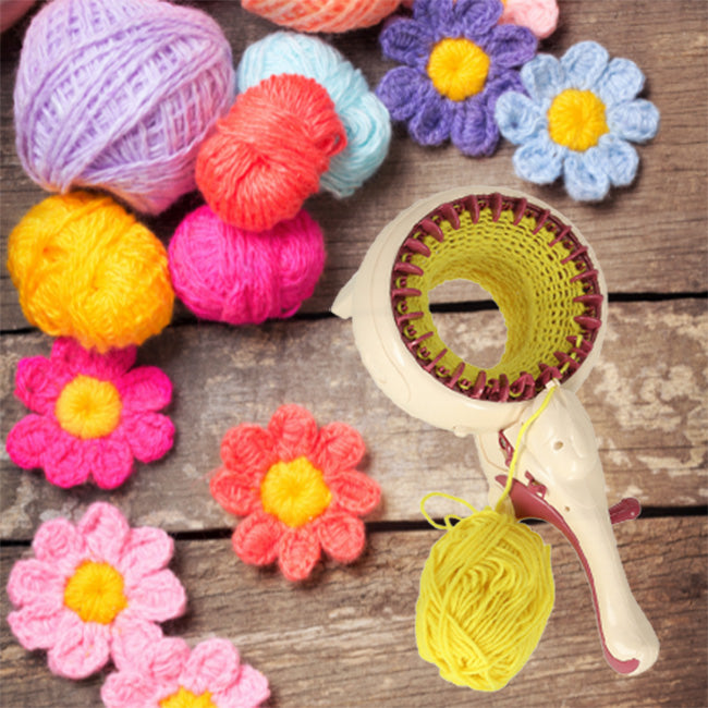 Audimo staklių mezgimo siūlų rinkinys + priedai – vaizdas 2