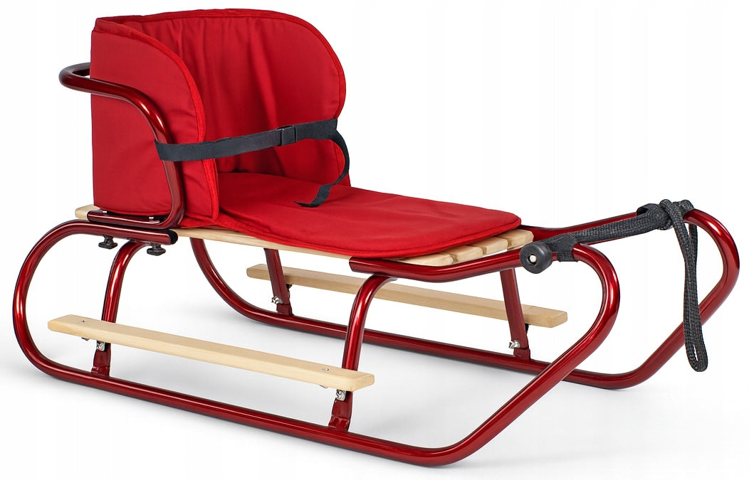 Metalinių Rogučių Komplektas su Nugara, Čiužiniu, Kojų Atramomis ir Diržu – Bordo Spalva – pagrindinis vaizdas