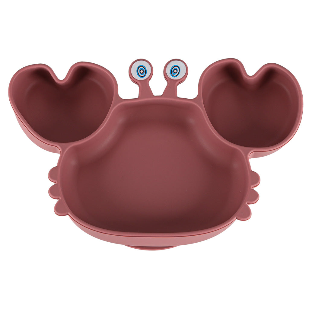 Silikoniniai indai kūdikiams ir vaikams, krabo formos, 9 dalių rinkinys, tamsiai rožinė spalva