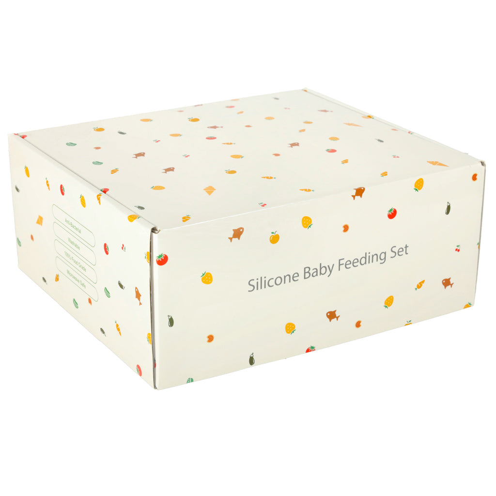 Voverės formos silikoninių indų rinkinys vaikams, 9 elementai, tamsiai mėlynas