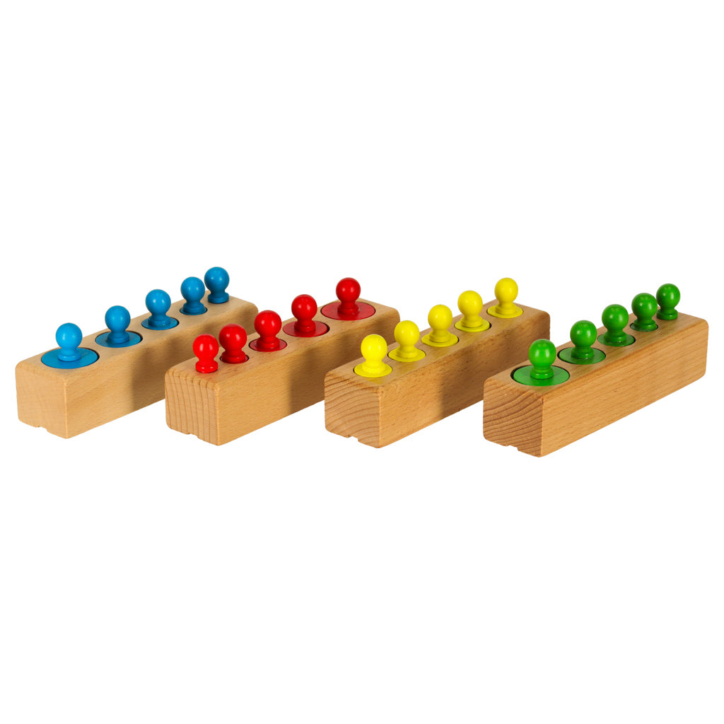 Spalvinga medinė Montessori dėlionė: cilindrai-svoriai