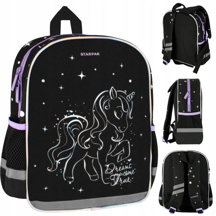 Iki mokyklinio amžiaus kuprinė su vienaragiu – pagrindinis vaizdas