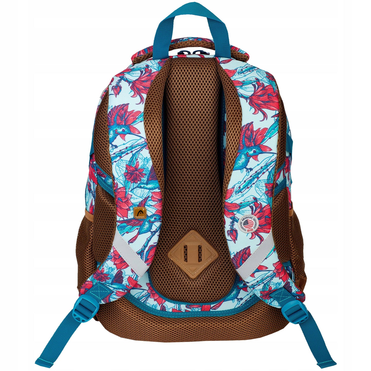 Mokyklinė kuprinė su gėlėmis ir paukščiais – vaizdas 2