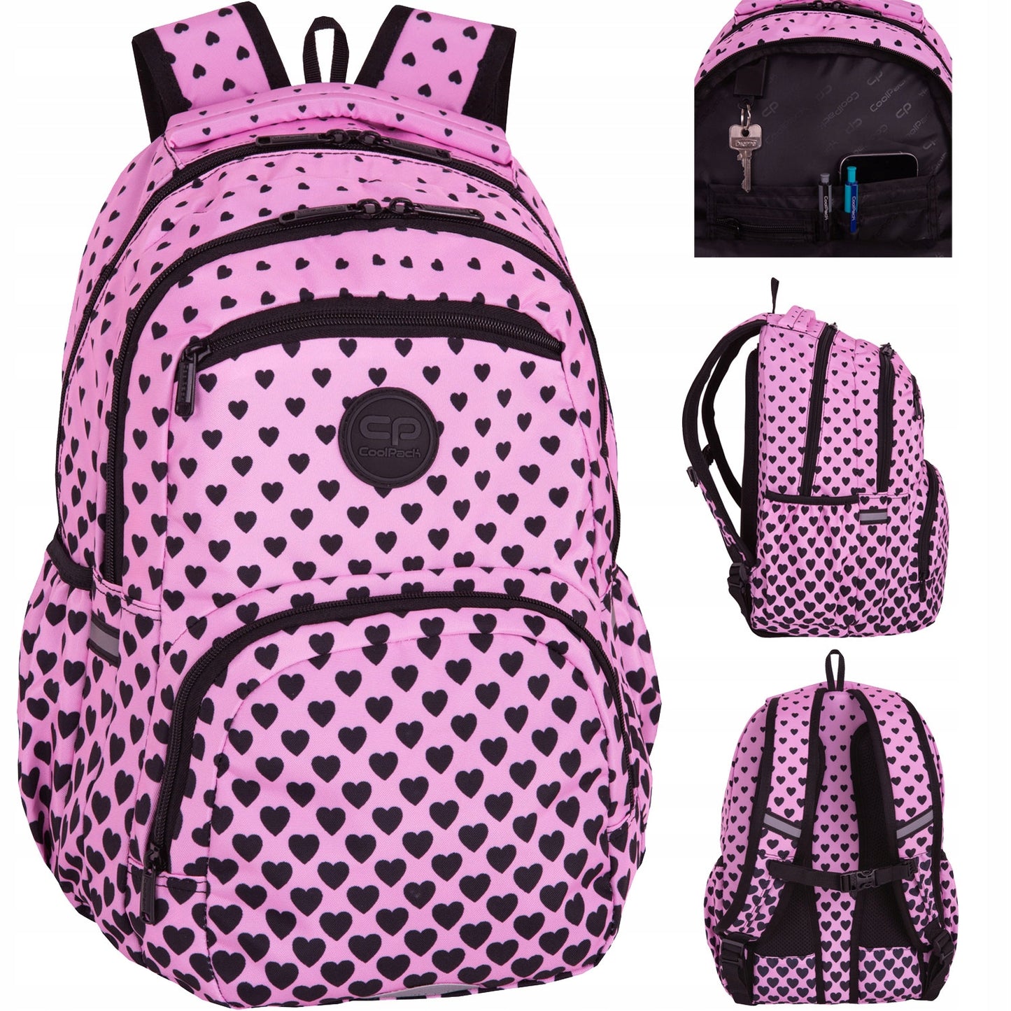 Mokyklinė kuprinė su širdelėmis – pagrindinis vaizdas