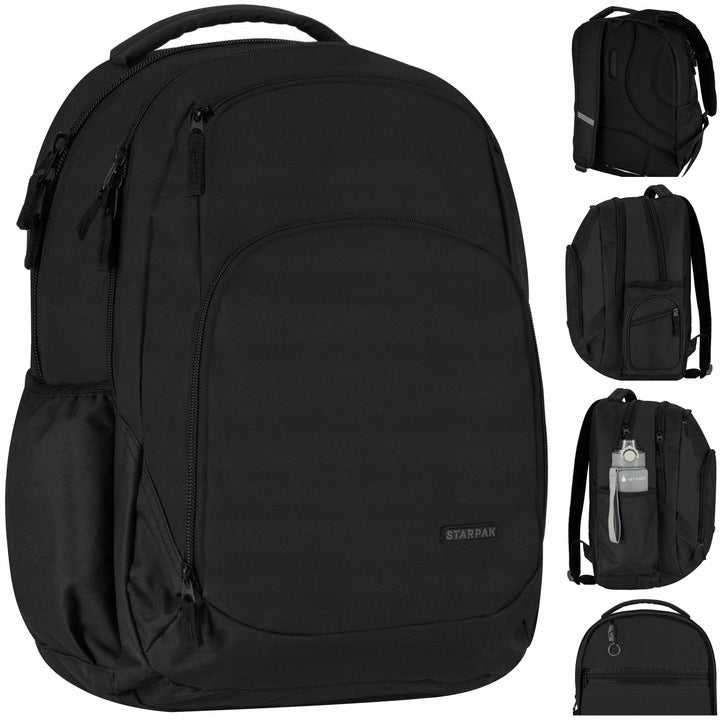 Mokyklinė kuprinė, juoda, didelė, vyriška, nešiojamam kompiuteriui – pagrindinis vaizdas