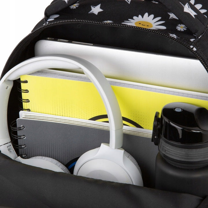 Mokyklinė kuprinė, juoda su gėlytėmis, 1-3 klasei, EAN 5903686390296 – vaizdas 4