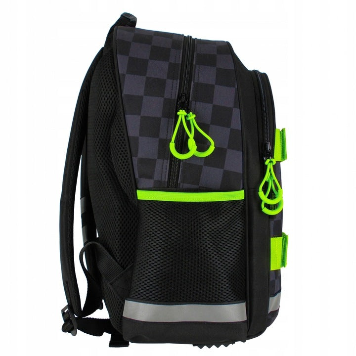 Mokyklos kuprinė-tornisteris, berniukui, šachmatų raštas, skirta riedlentei – vaizdas 4