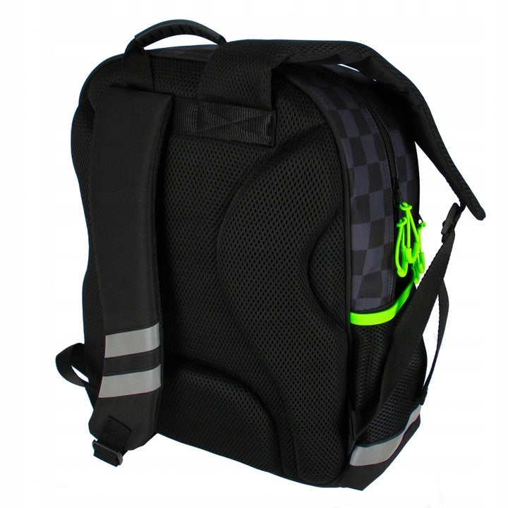 Mokyklos kuprinė-tornisteris, berniukui, šachmatų raštas, skirta riedlentei – vaizdas 2