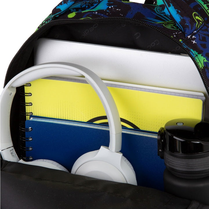 Mokyklinė kuprinė, juoda su spalvotais elementais, 1-3 klasei, Skate Night – vaizdas 2