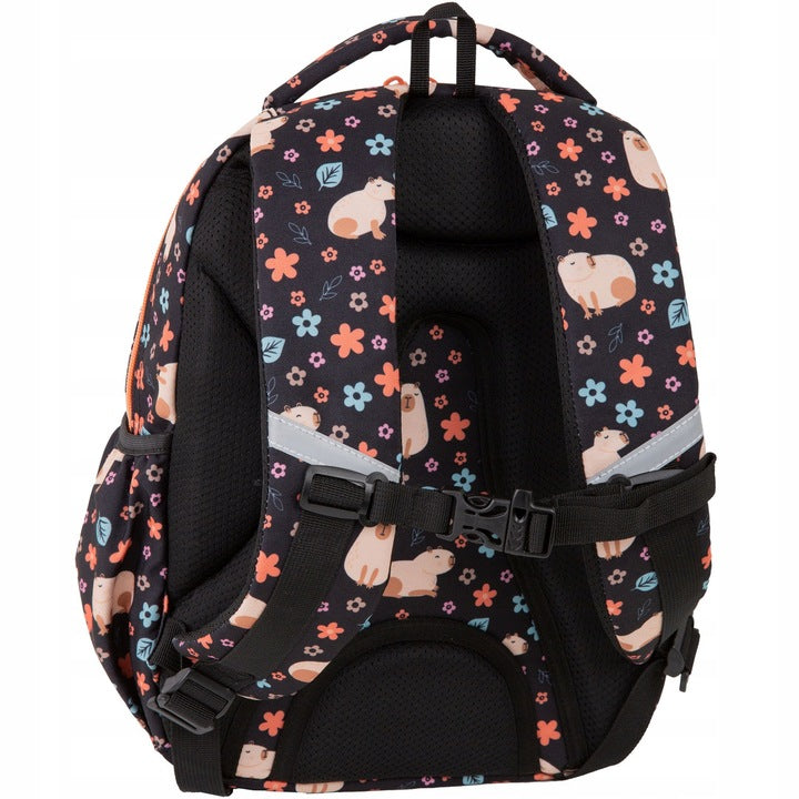 Mokyklinė kuprinė, kapibara, juoda, daugiaspalvė – vaizdas 2