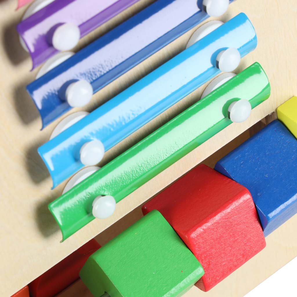 Medinis stumdukas-vaikštynė vaikams su edukaciniu kubu 6in1