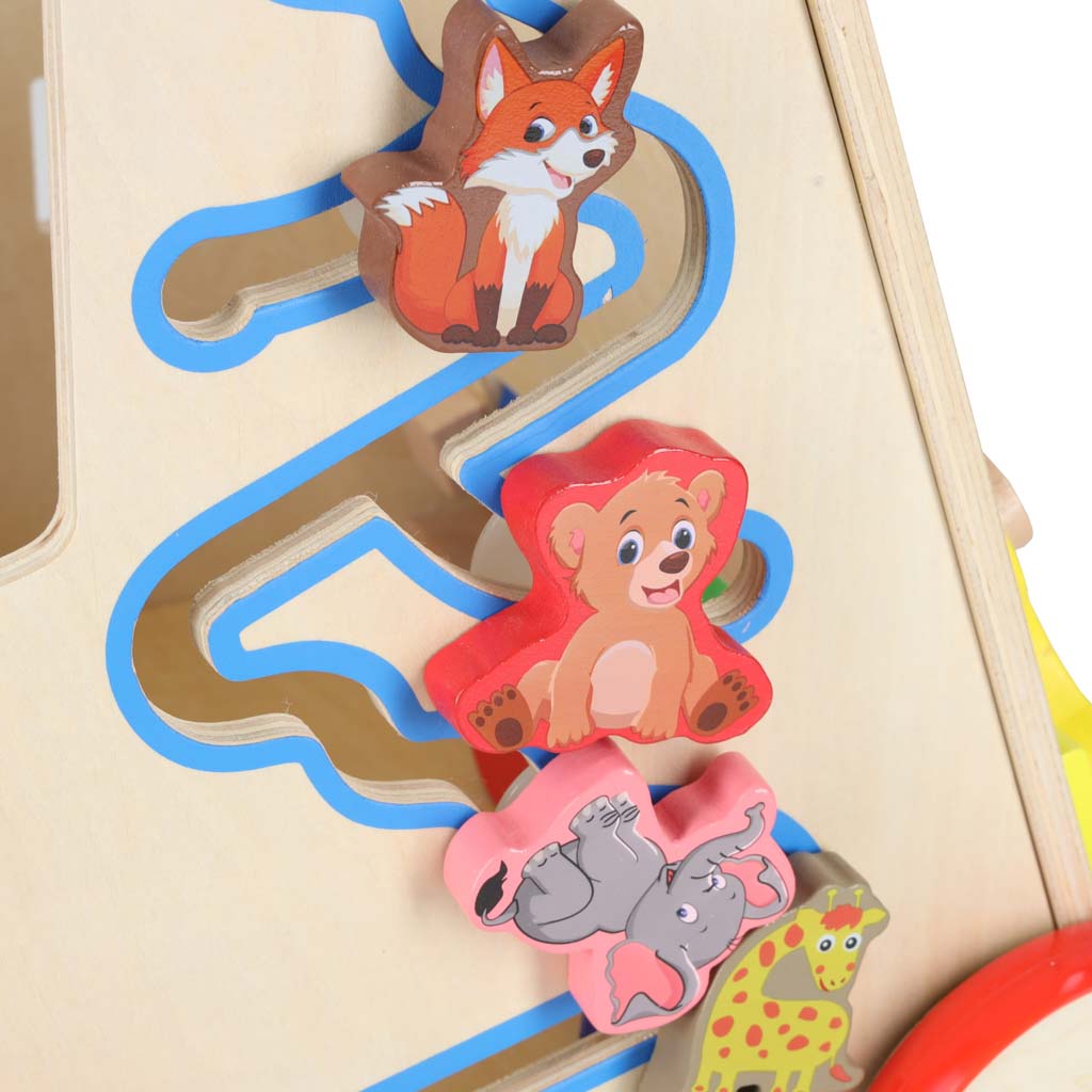 Medinis stumdukas-vaikštynė vaikams su edukaciniu kubu 6in1