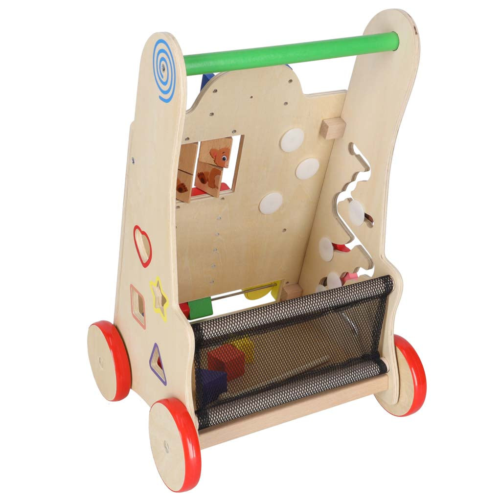 Medinis stumdukas-vaikštynė vaikams su edukaciniu kubu 6in1