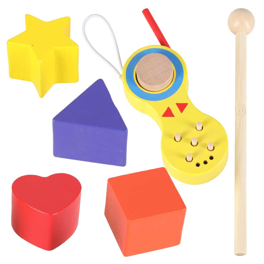 Medinis stumdukas-vaikštynė vaikams su edukaciniu kubu 6in1