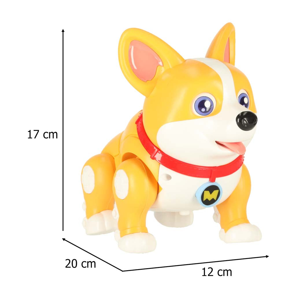 Interaktyvus Corgi šuniukas-robotas su šviečiančiomis ausimis ir muzika
