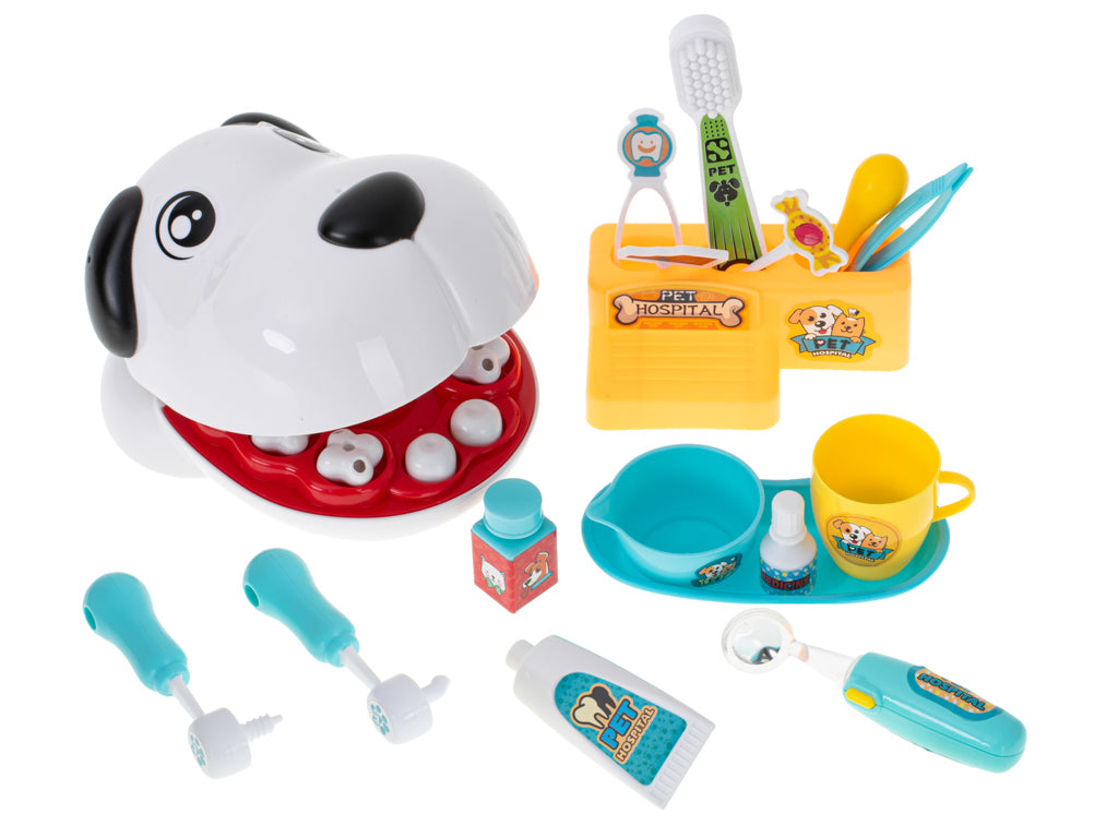 Žaidimas „Dentistas-veterinaras“: sergančių šuniuko dantukų gydymas