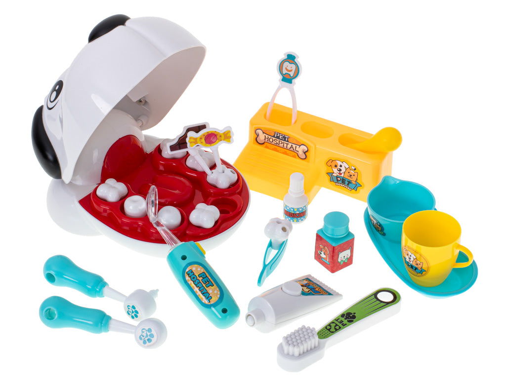 Žaidimas „Dentistas-veterinaras“: sergančių šuniuko dantukų gydymas