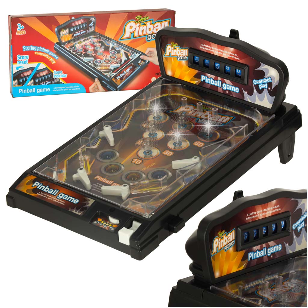 Pinball Flipper arkadinis žaidimų stalas su šviesomis ir muzika – pagrindinis vaizdas