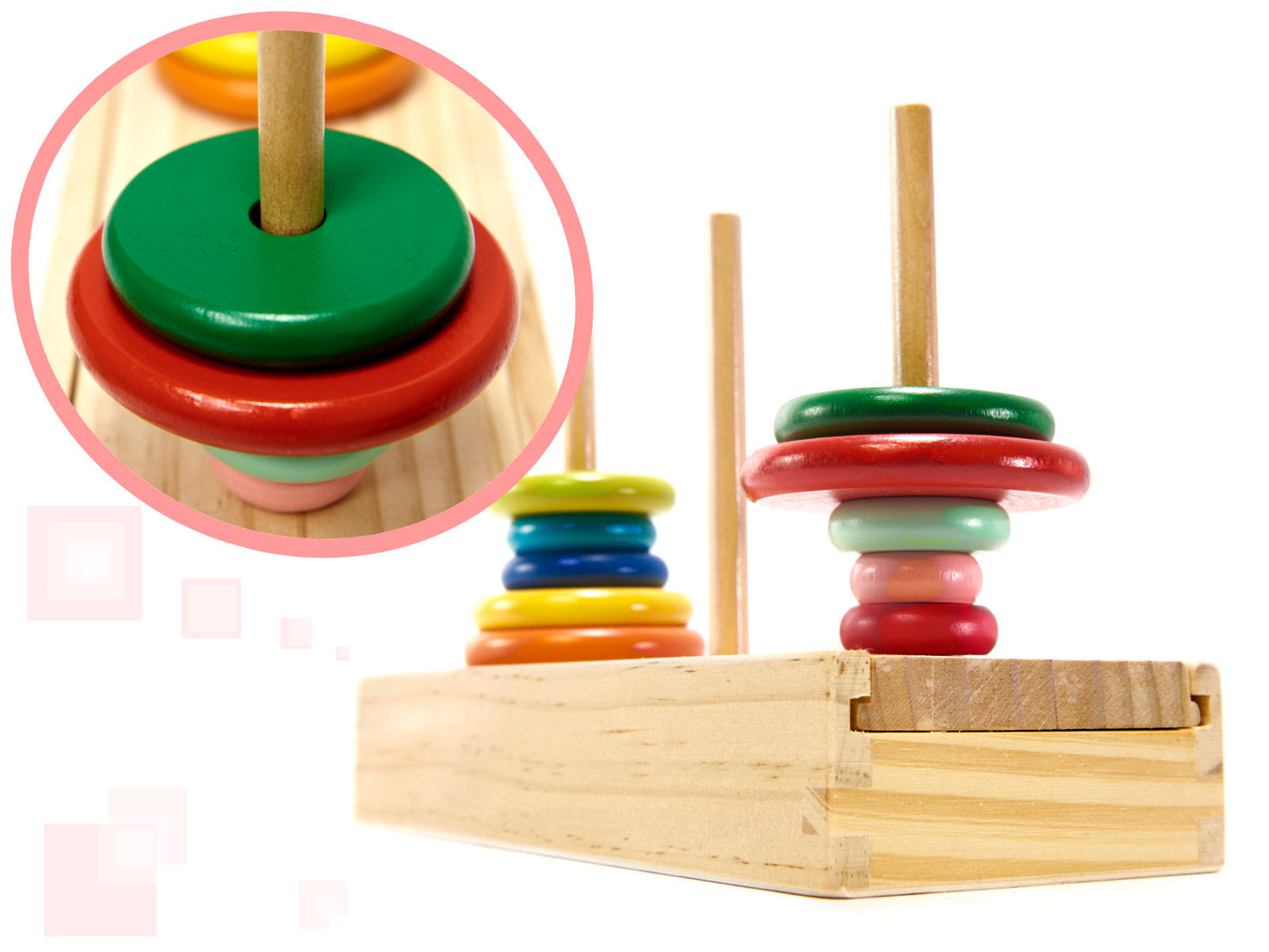 Medinė piramidė su pagrindo bokšteliu vaivorykštės rūšiuoklė – vaizdas 4