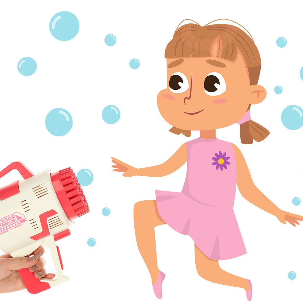 Burbulų pistoletas mašina muilo burbulų žibintai, rožinė – vaizdas 3