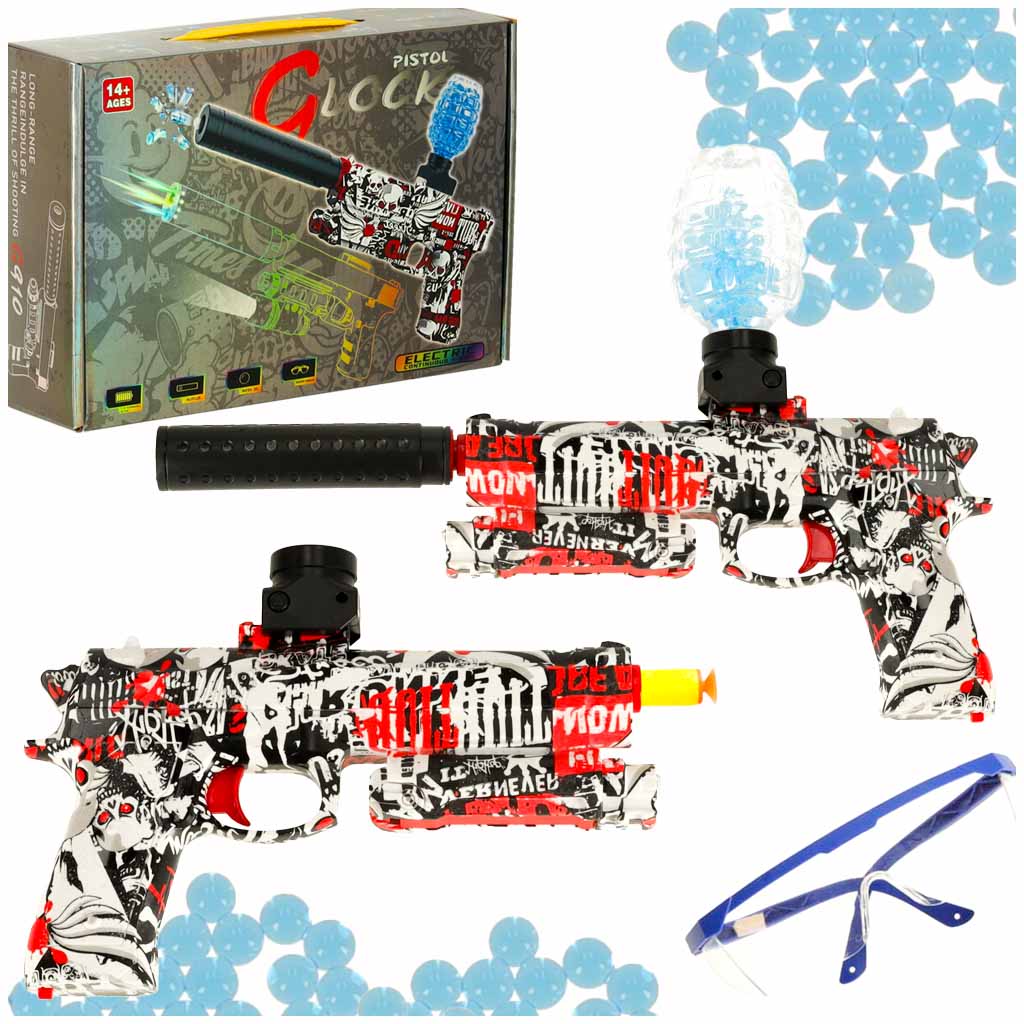 Gelinių vandens kulkų pistoletas-karabinas, USB įkraunamas, su akiniais ir 550 vnt. 7-8 mm kulkų