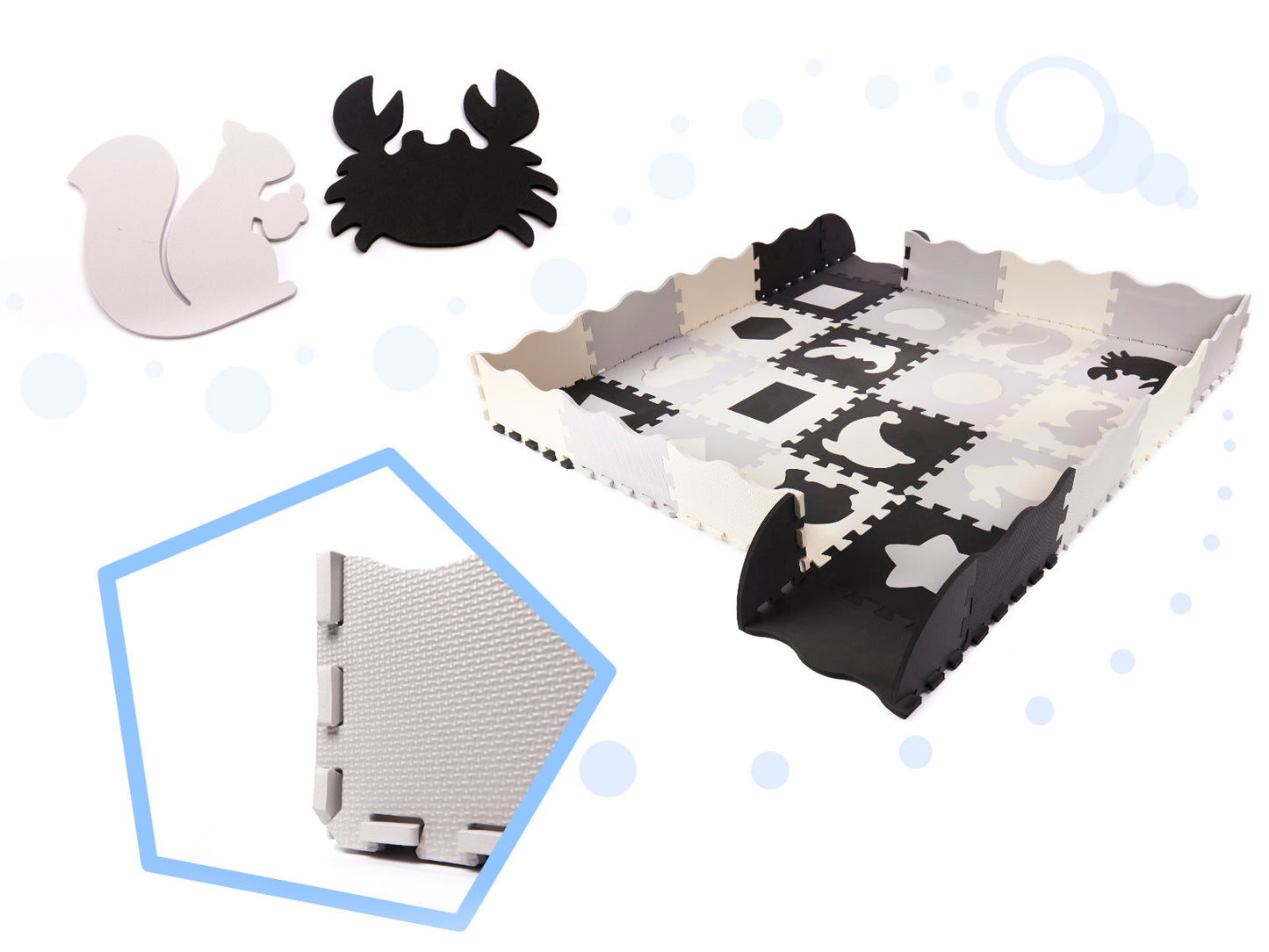 Lavinamasis kilimėlis-dėlionė, juodas/pilkas/ecru – vaizdas 3