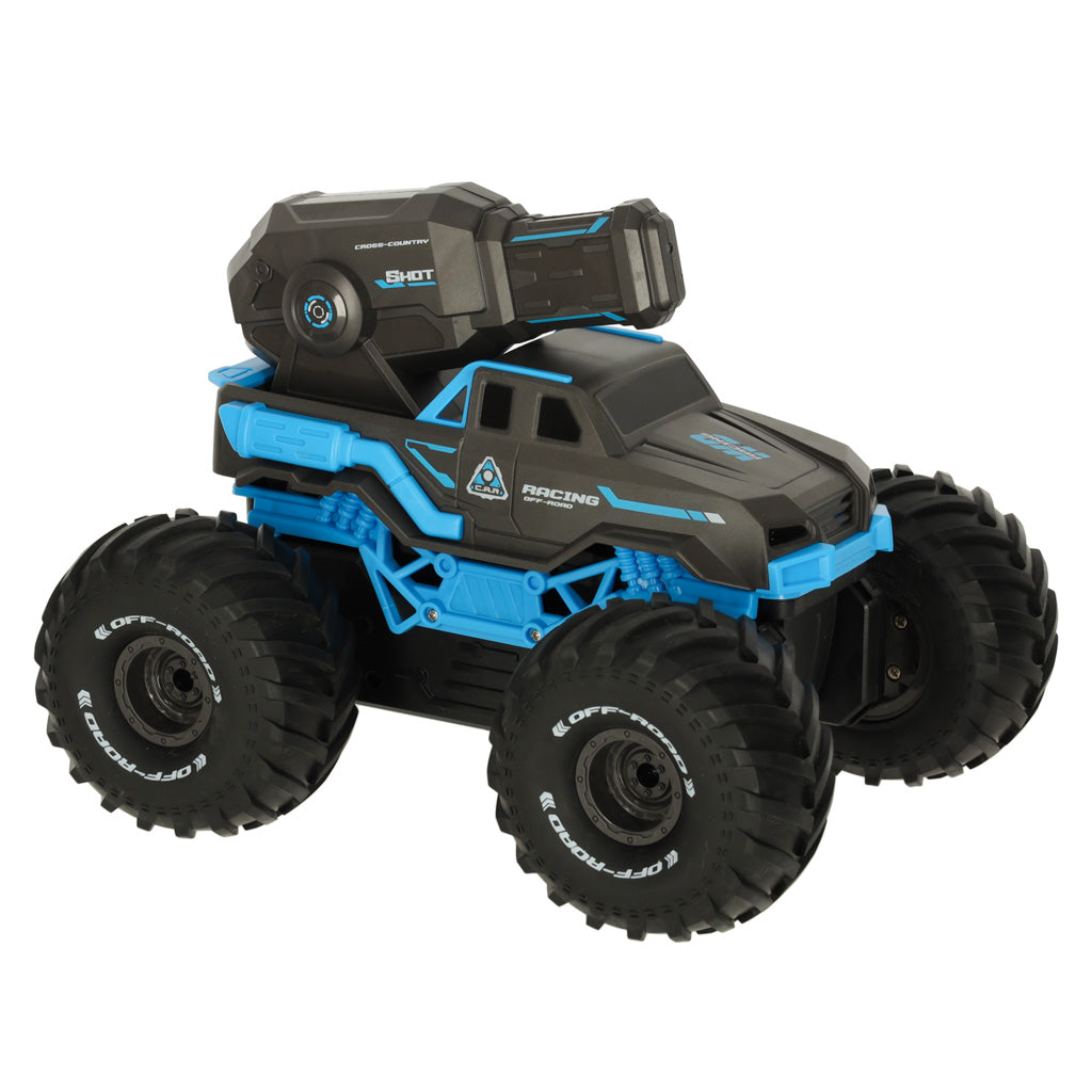 Mėlynas RC amfibinis automobilis, atsparus vandeniui, valdomas gestais, su 2 pulteliais