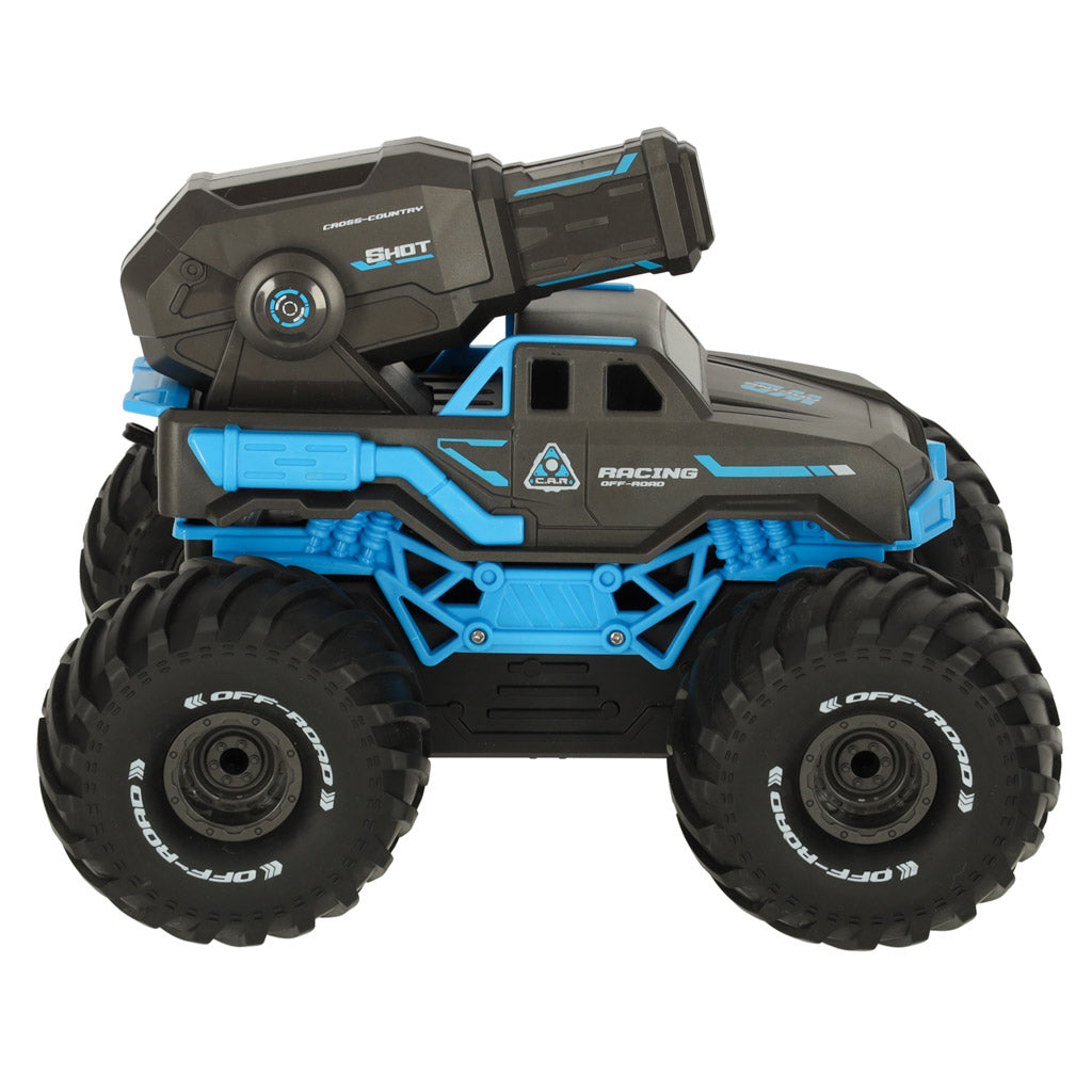 Mėlynas RC amfibinis automobilis, atsparus vandeniui, valdomas gestais, su 2 pulteliais