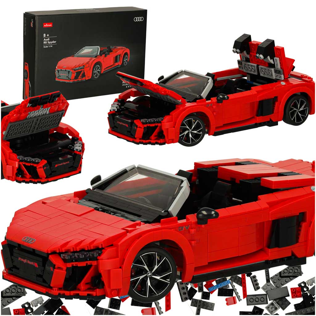 Rastar Audi R8 Spyder 93800 konstravimo kaladėlės, 1:14 mastelis, 1440 dalių