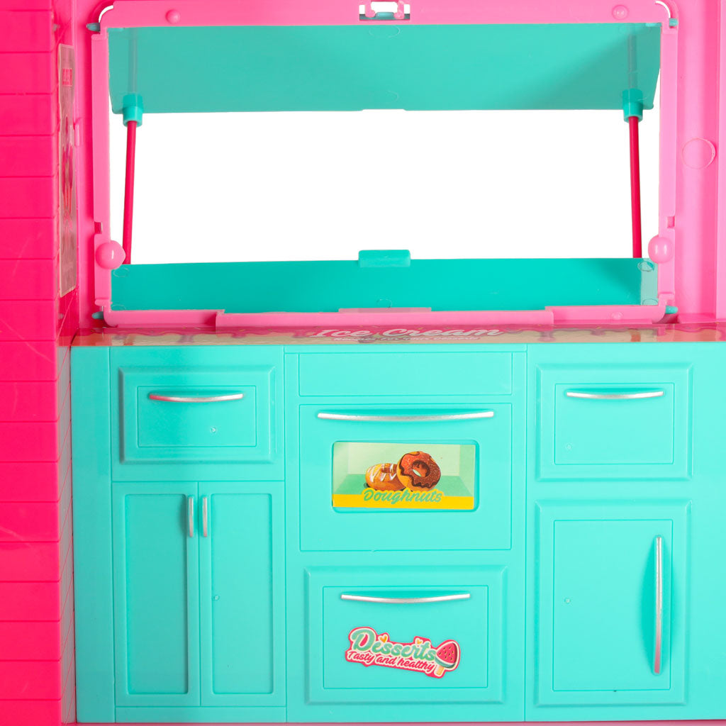 Lėlių mašina kemperis-maisto furgonas, 21 elemento rinkinys