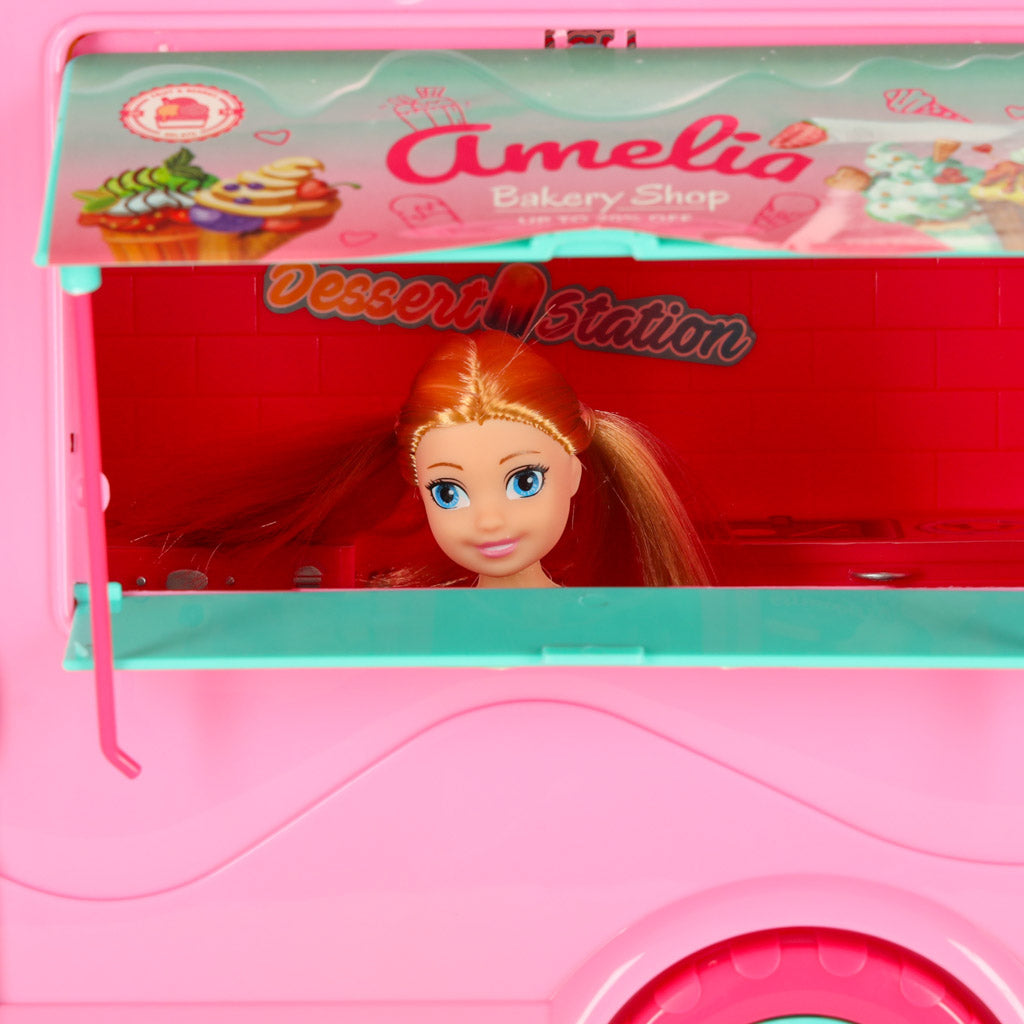 Lėlių mašina kemperis-maisto furgonas, 21 elemento rinkinys