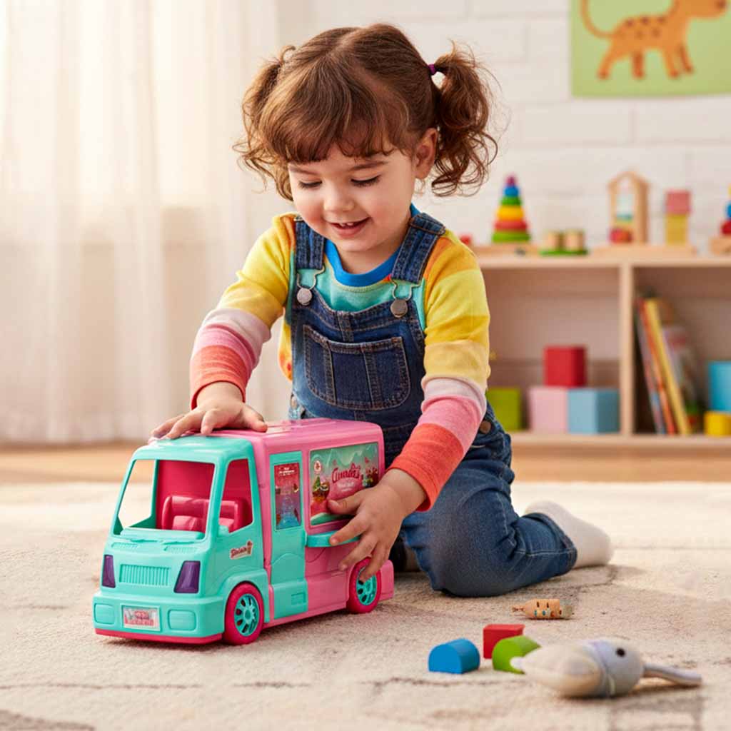 Lėlių mašina kemperis-maisto furgonas, 21 elemento rinkinys