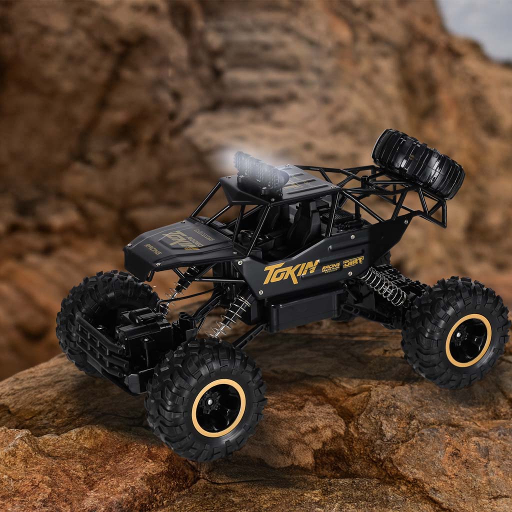 Radijo bangomis valdomas Rock Crawler 4WD metalinis 1:12 juodas