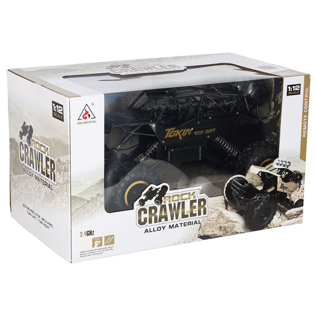 Radijo bangomis valdomas Rock Crawler 4WD metalinis 1:12 juodas