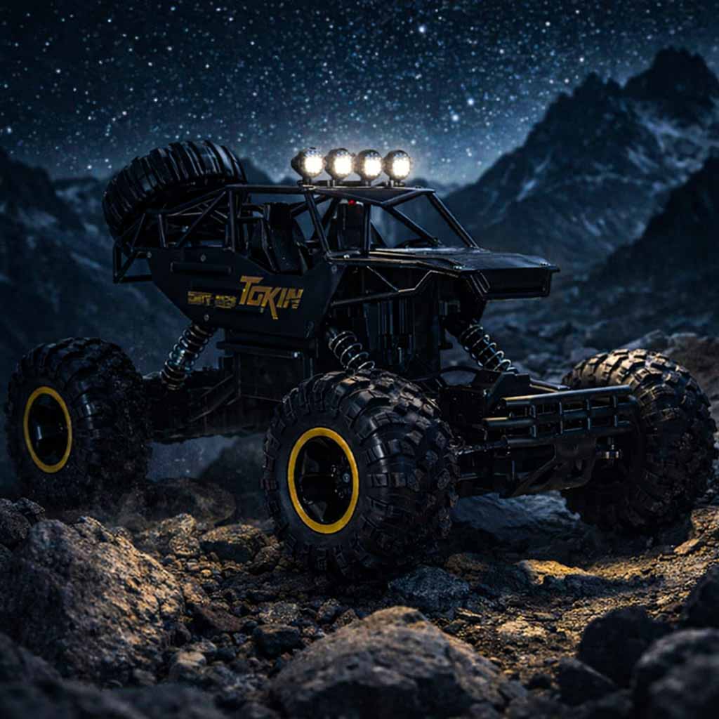 Radijo bangomis valdomas Rock Crawler 4WD metalinis 1:12 juodas