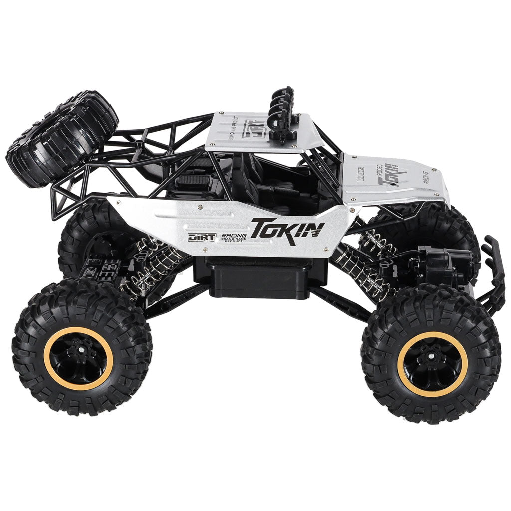 Nuotoliniu būdu valdomas RC Rock Crawler 1:12 4WD metalinis automobilis, sidabrinis