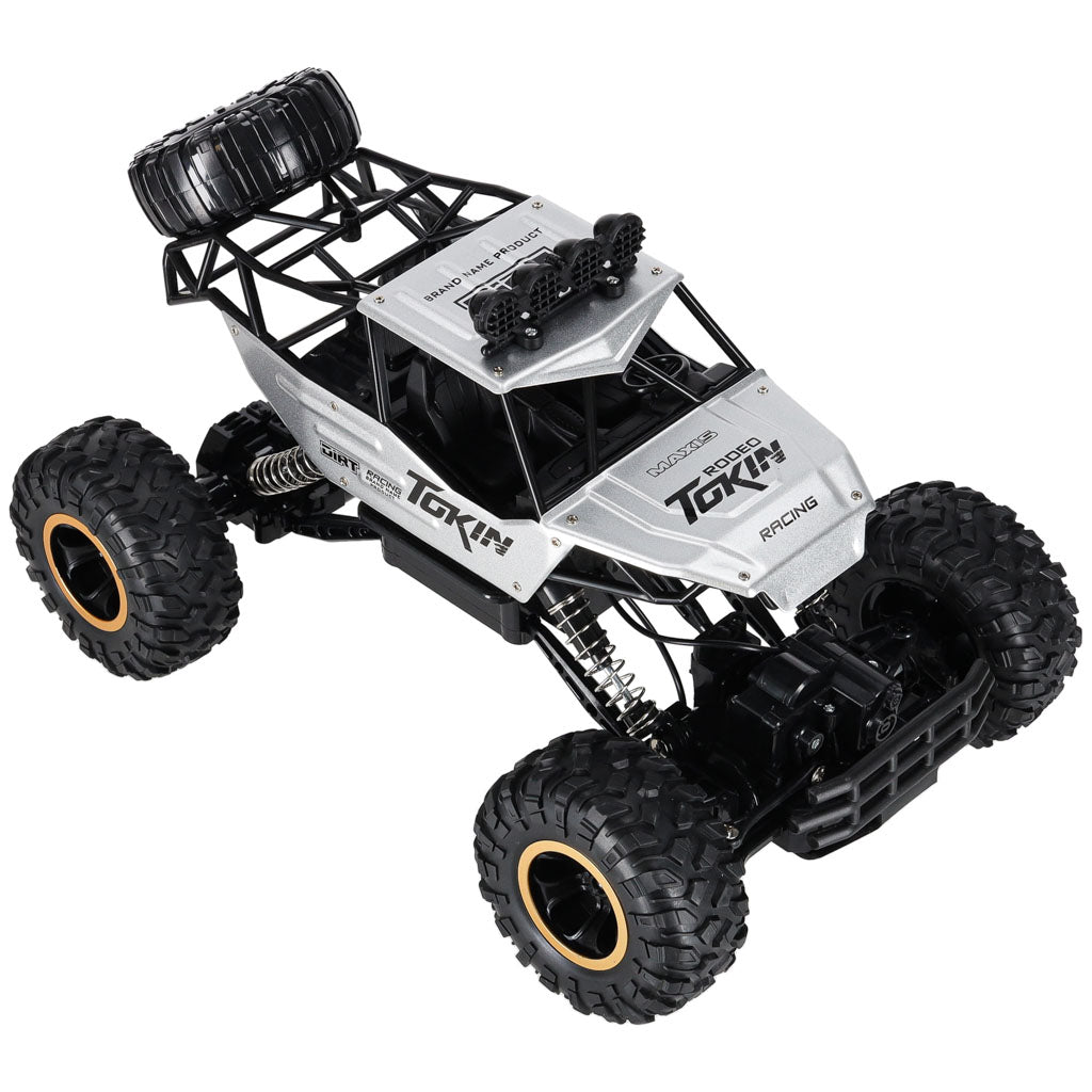Nuotoliniu būdu valdomas RC Rock Crawler 1:12 4WD metalinis automobilis, sidabrinis