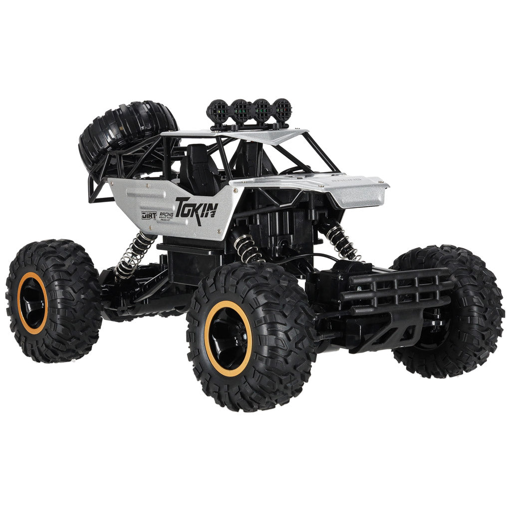 Nuotoliniu būdu valdomas RC Rock Crawler 1:12 4WD metalinis automobilis, sidabrinis