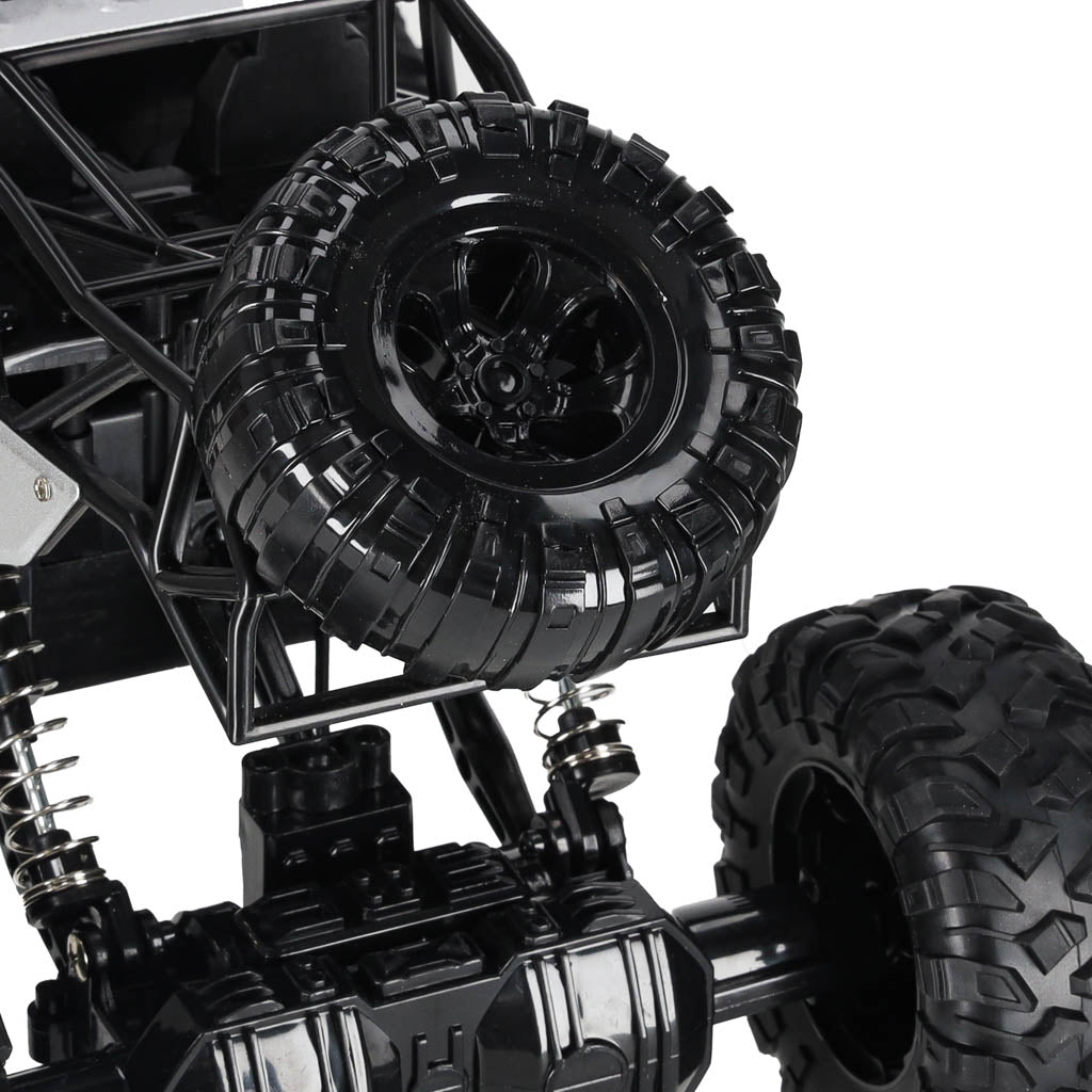 Nuotoliniu būdu valdomas RC Rock Crawler 1:12 4WD metalinis automobilis, sidabrinis