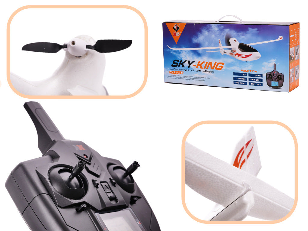 Radijo bangomis valdomas lėktuvas RC WLtoys Sky King F959S 2,4GHz, oranžinis