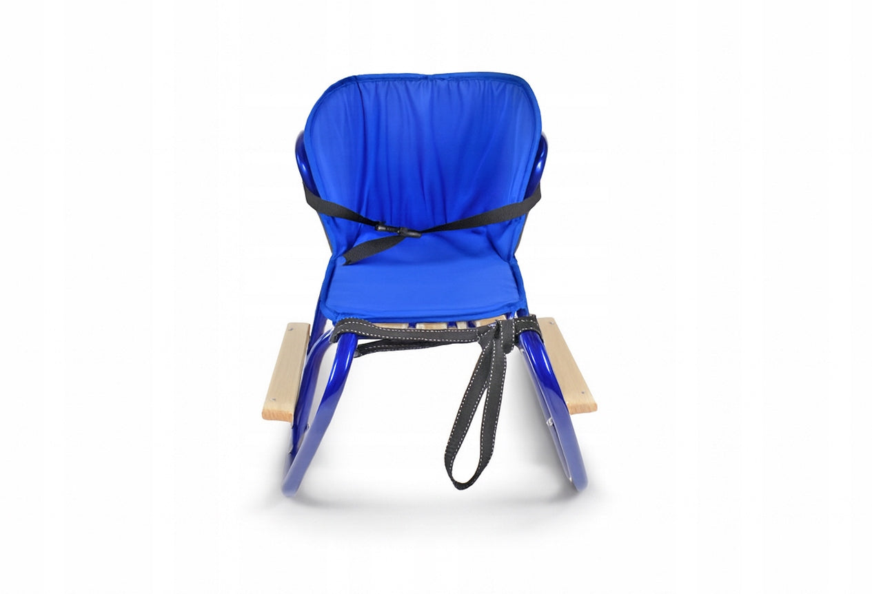 Metalinių Rogučių Komplektas su Nugara, Čiužiniu, Kojų Atramomis ir Diržu – Mėlyna Spalva – vaizdas 5